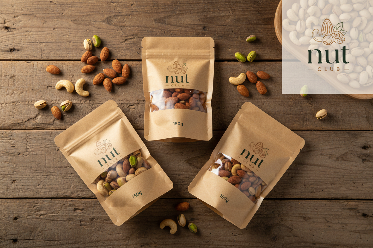Three 150g bags of premium mixed nuts with Nut Club logo